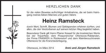 Traueranzeige von Heinz Ramsteck von Pegnitz-Zeitung